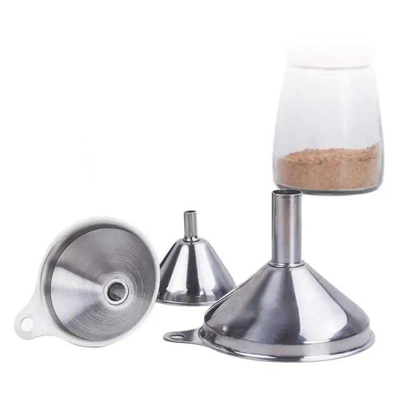 Professionelles Edelstahl-Trichter-Set mit Feinsieb-Sieb Reinigungsbürste für Küche Abfüllen Öl Filtern Kochen