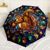 Squirrel And Acorns Stained Glass 8-Frame for Travel, Camping, Casual Lightweight Portable Umbrella, Essential for Every Family Holidays Birthday Gift