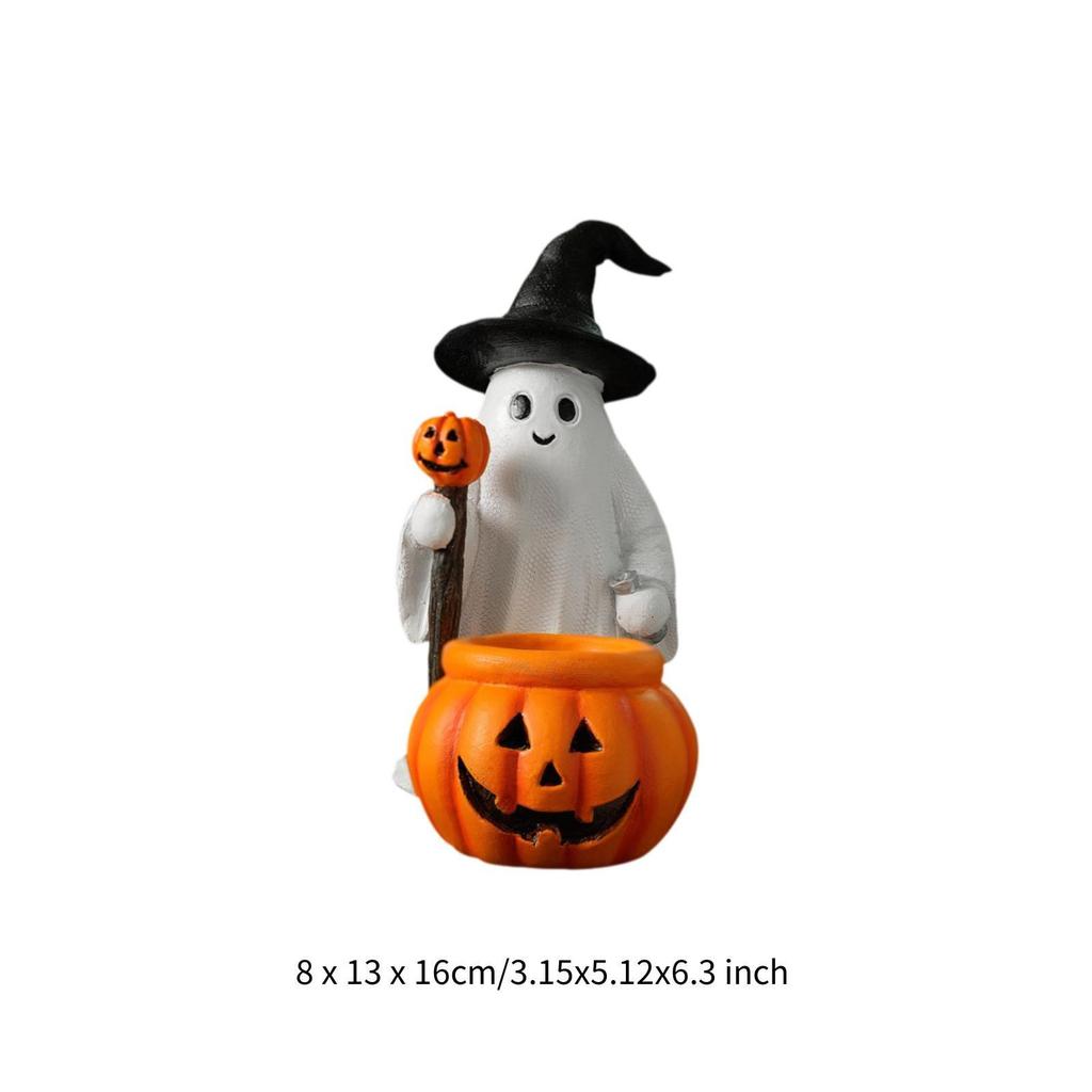 Halloween Ghost and Pumpkin Statue Lightweight Handmade Craft Cute