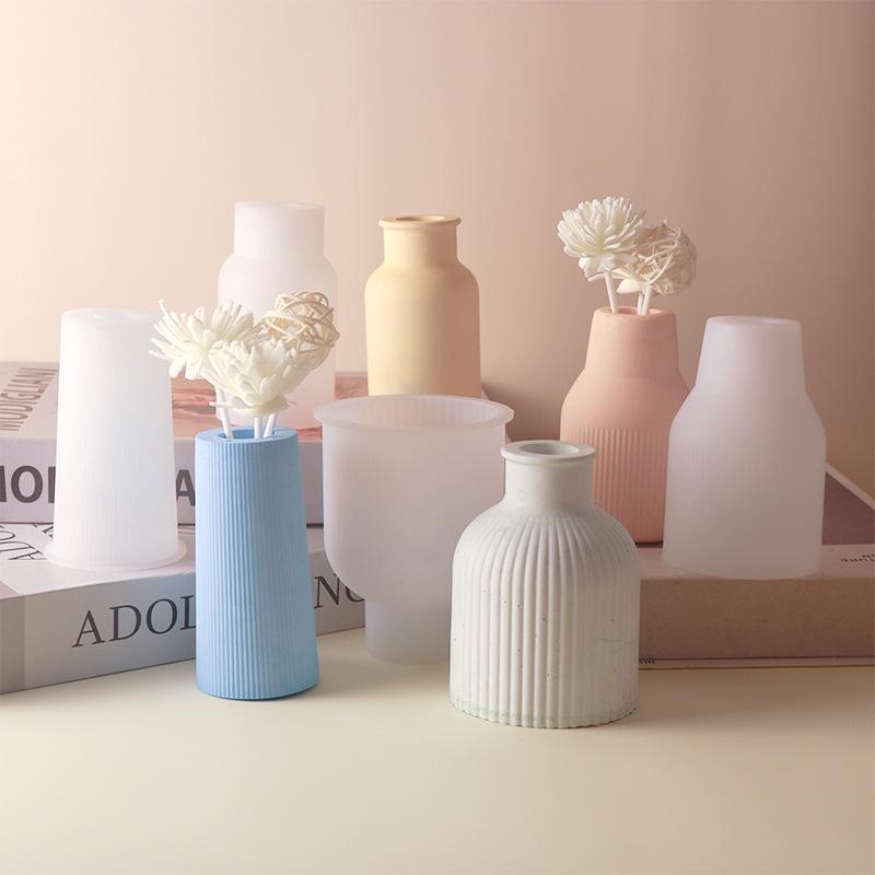 Zhongcheng Nordic Light Luxury Stripe Resin Vase Mold - DIY Silicone Epoxy