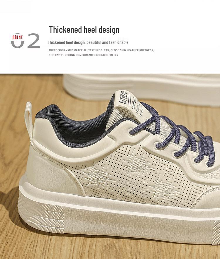 Men's Versatile Lightweight White Casual Sneakers - Spring 2025 Fashion Collection