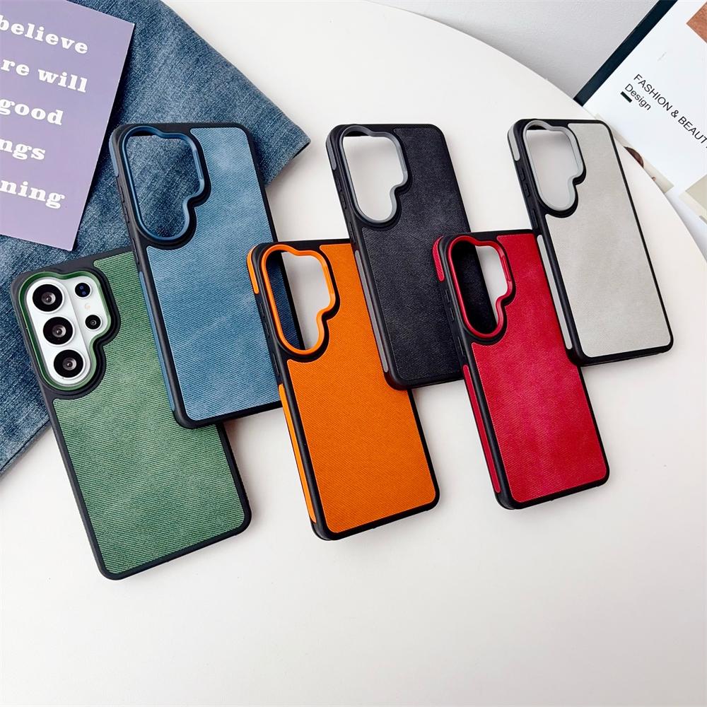 Luxury Metal Lens Frame Leather TPU Phone Case For Samsung Galaxy S26 Ultra S25 S24 FE S23 Plus S26 Shockproof Armor Back Cover