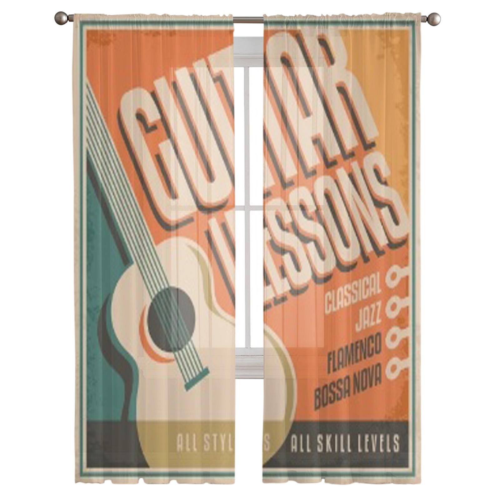 Винтажный дизайн плаката для уроков игры на гитаре — фото 2