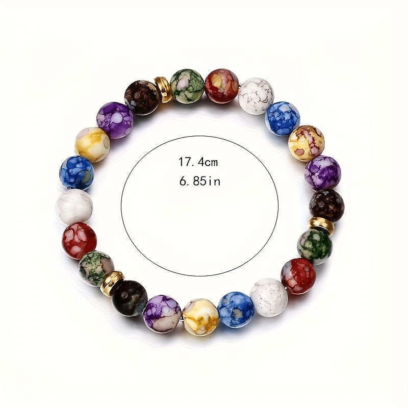 1PC Colorful Beaded Bracelet - Natural Colored Gemstone Beads with Gold Spacers for Yoga Meditation and Energy Balance Mental Health Jewelry