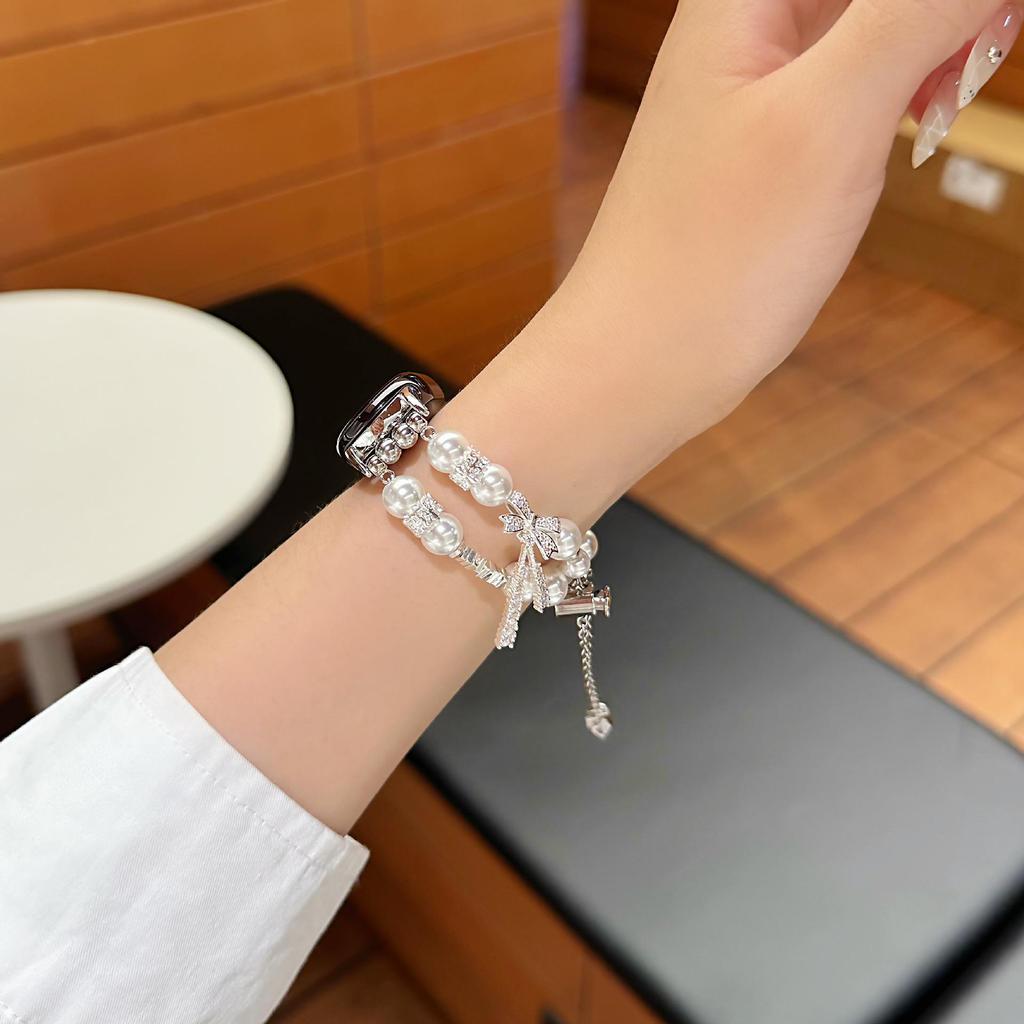 Pearl Bow Watch Band for Apple S11, SE, iWatch 109876, Huawei GT6, Xiaomi 9Pro