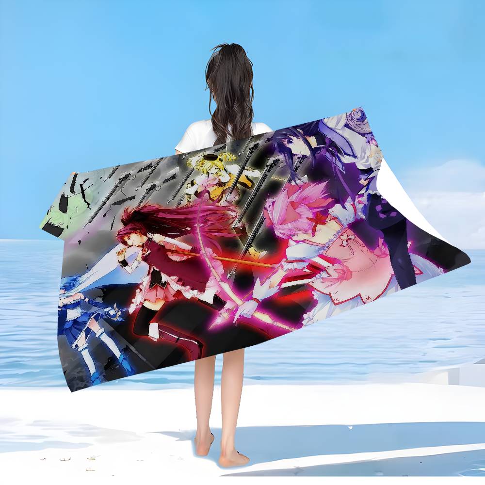 P-Puella Magi Madoka M-Magica Microfiber Beach Towel Absorbent Quick Dry Soft Yoga Swimming Resort Mountain Climbing Towel