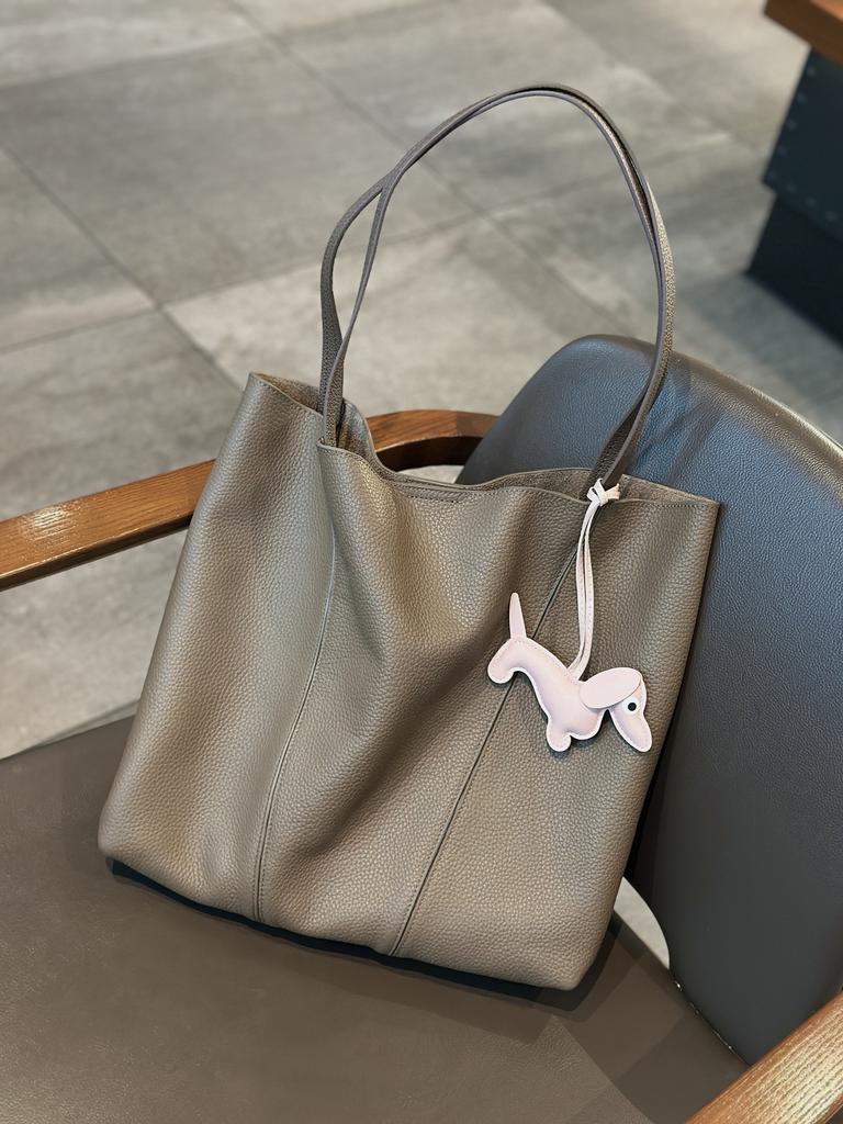 Tote Bag, Lazy Shopping Bag, Large-capacity Single-shoulder Casual Genuine Leather Bag