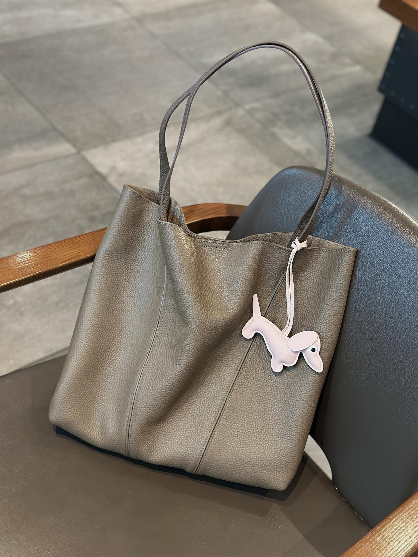 

Сумка-тоут, Ленивая сумка для покупок, Повседневная сумка через плечо большой вместимости из натуральной кожи серый