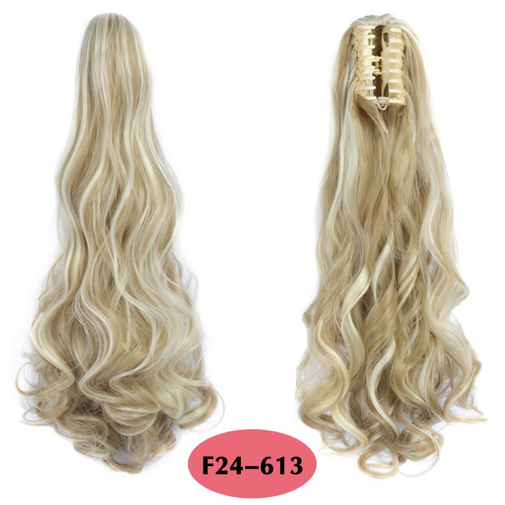 

LISI HAIR синтетические 24-дюймовые длинные вьющиеся волнистые накладные волосы на клипсе-конском хвосте в универсальном черном коричневом цвете для женщин 60cm