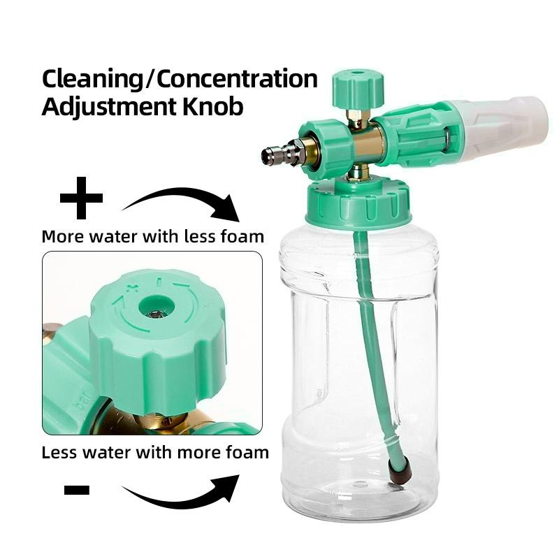 1 L Foam Cannon Car Foam Blaster Wide Neck Adjustable Snow Foam Lance Thick Foam for Pressure Washer with 1/4" Quick Connector