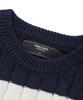 TRILLION Washable Boat Embroidery Cable Crew Neck Knit (Navy Stripe)