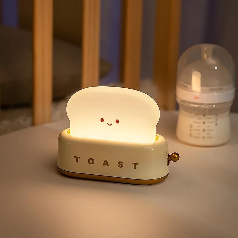 LED Children Night Light Toast Lamp Rechargeble Bread Maker Lights Bedroom Decor Mood Light Sleeping Lamps Novelty Lighting