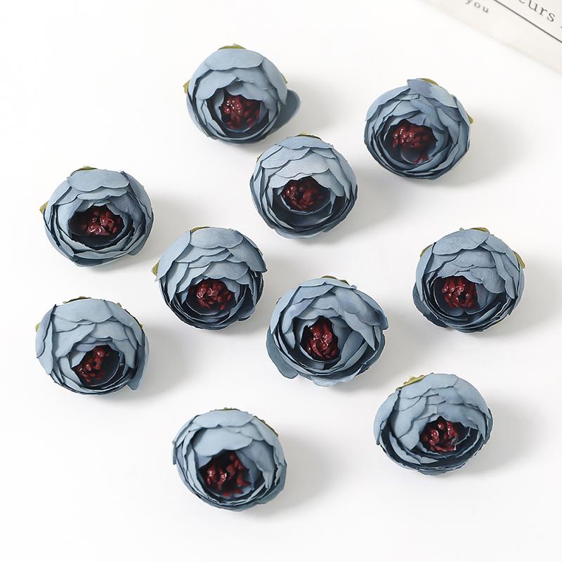 5/10/20Pcs 3cm Silk Tea Roses Heads Artificial Flowers Wedding Home Wedding Decor DIY Wreath Scrapbook Gift Box Fake Flowers