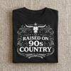 Raised On 90s Country Bull Skull T Shirt Vintage Western Music Vintage Washed Stylish Comfortable Fashion Top For Everyday Wear