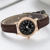 Soft Leather Strap Student Wristwatch Round Dial Quartz Clock  For Men and Women