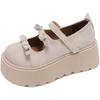 Fashion 2025 New Women Mary Jane Shoes Autumn Round Toe Vintage Bow Knot Platform Shoes Height Increase Comfortable Fashion Single Shoes