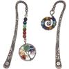 2pcs Antique Copper Metal Bookmark, Handmade 7 Chakra Crystals
