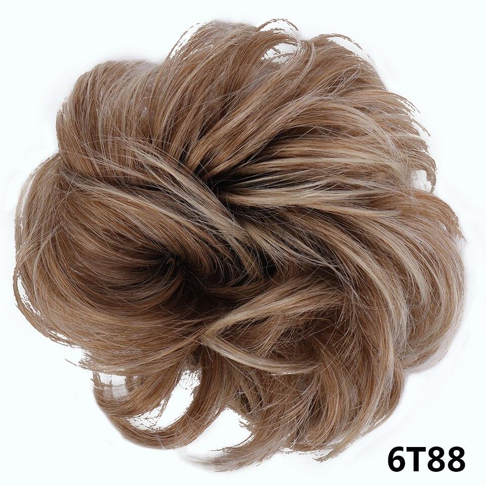 

LUPU Синтетичне жіноче кучеряве волосся Пучок Аксесуари для волосся Еластичний безладний хвилястий шиньйон Нарощування волосся Омбре Коричневий Червоний Чорний