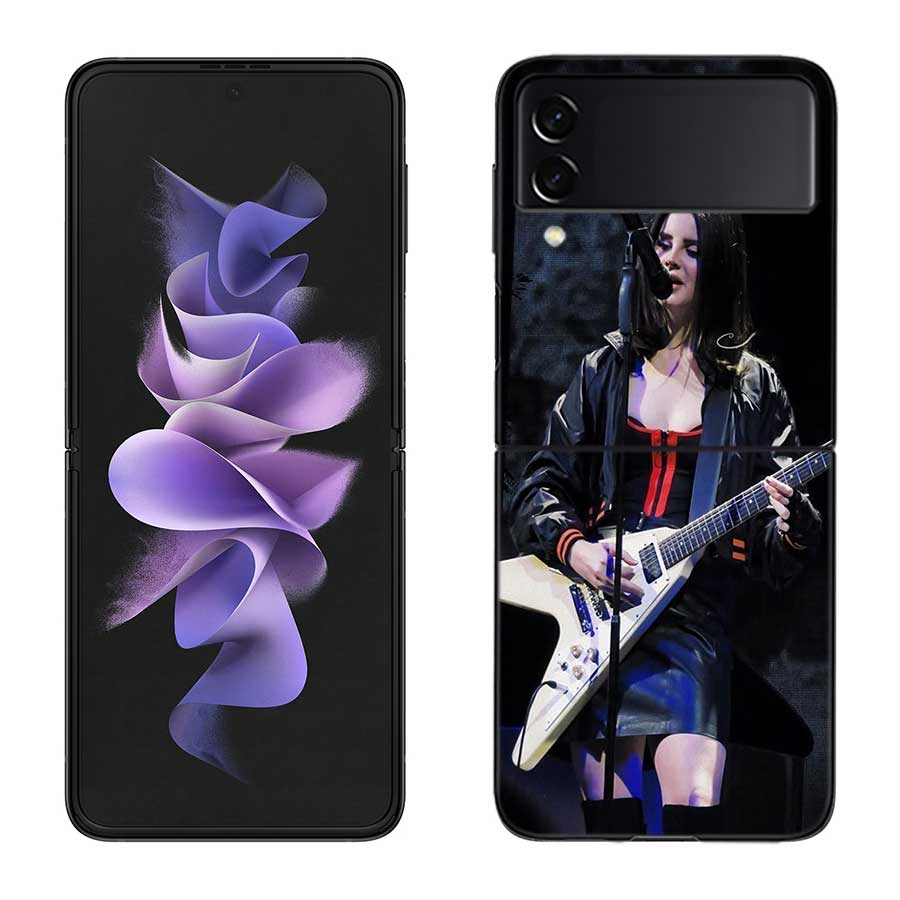 Singer Lana D-Del Rey Phone Case For Samsung Z Flip 7 6 5G Galaxy Z Flip 5 4 3 Black Hard Cell Cover Luxury PC Shell Coque