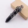 Natural Stone Bullet Crystal Single Pointed Hexagonal Column Pendant Rose Plum Necklace N761