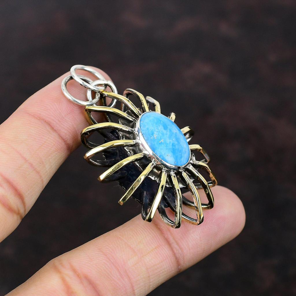 Pandantiv Smithsonite Pandantiv din argint Sterling 925 Bijuterii cu pietre prețioase lucrate manual Pandantiv placat cu aur de 18K Cadou pentru soție Bijuterii Cușcă Pandantiv uimitor