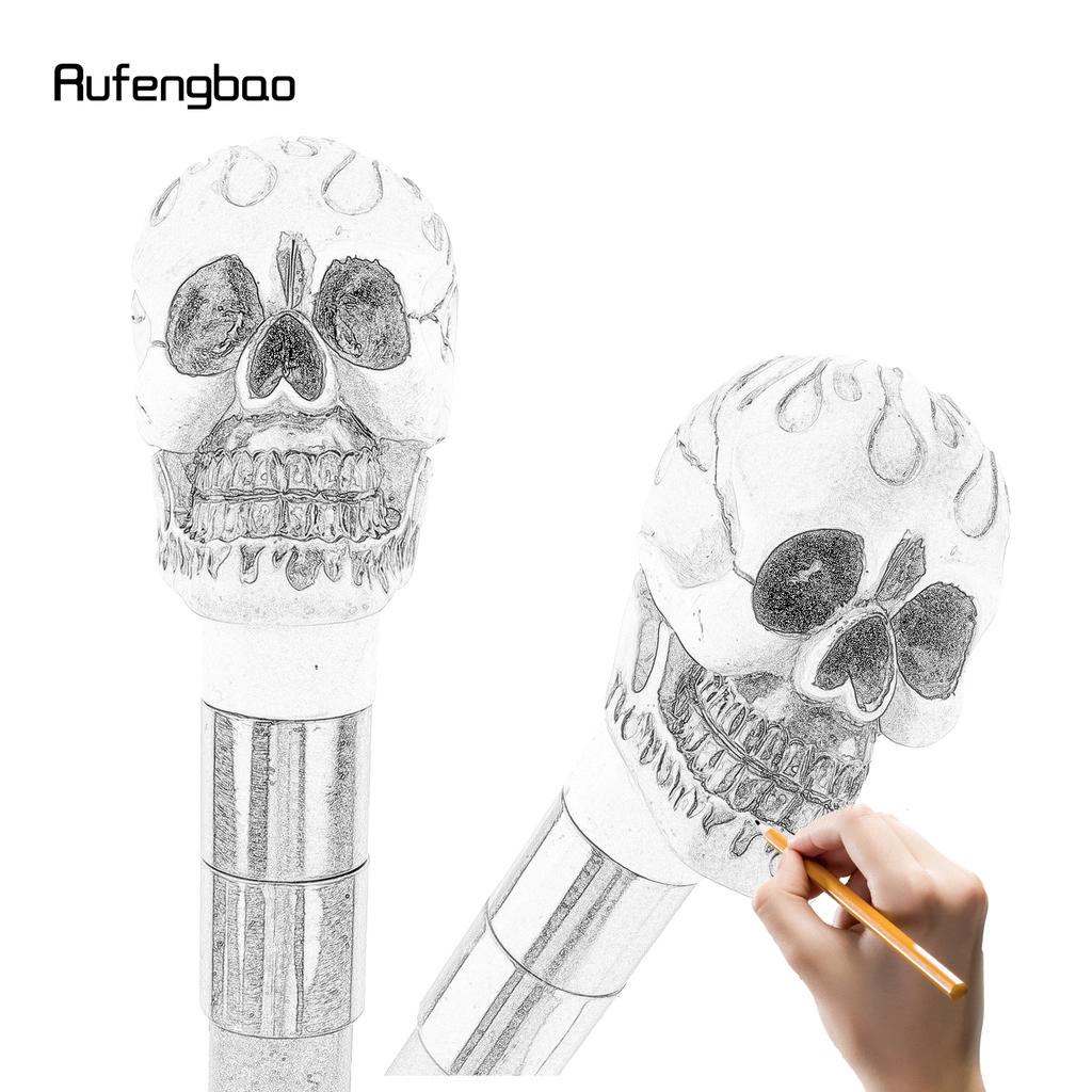 Pink White Resin Skull Head Walking Cane Fashion Decorative Steel Walking Stick Gentleman Elegant Cosplay Cane Knob Crosier 94cm