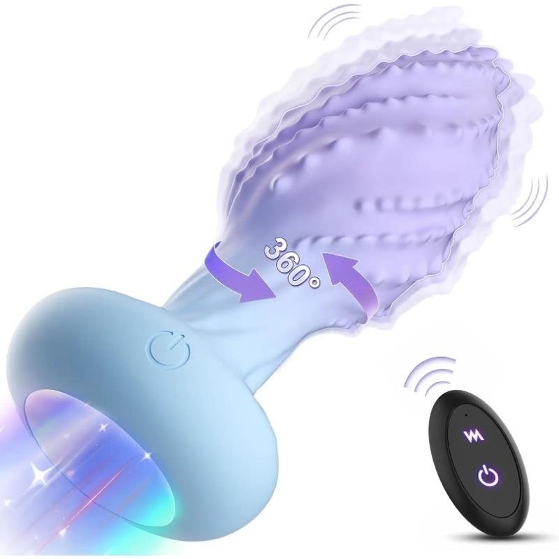 Rotating Anal Vibrator with LED Light & Remote – Prostate Massager & Vibrating Butt Plug for Men
