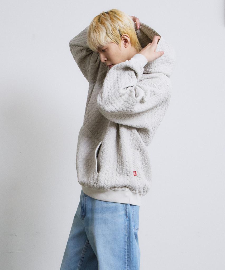 ADERNM Granpa Cozy Cable Hoodie (Beige)