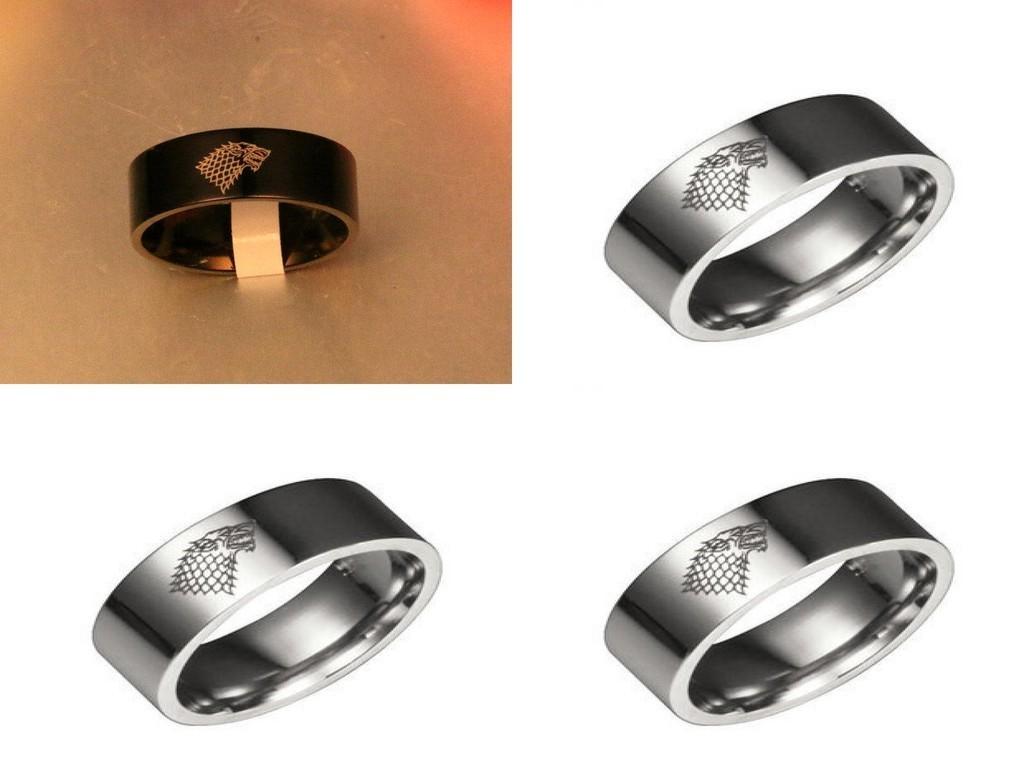 Exquisite Stainless Steel Ring Featuring The Iconic House Stark Ice Wolf Design