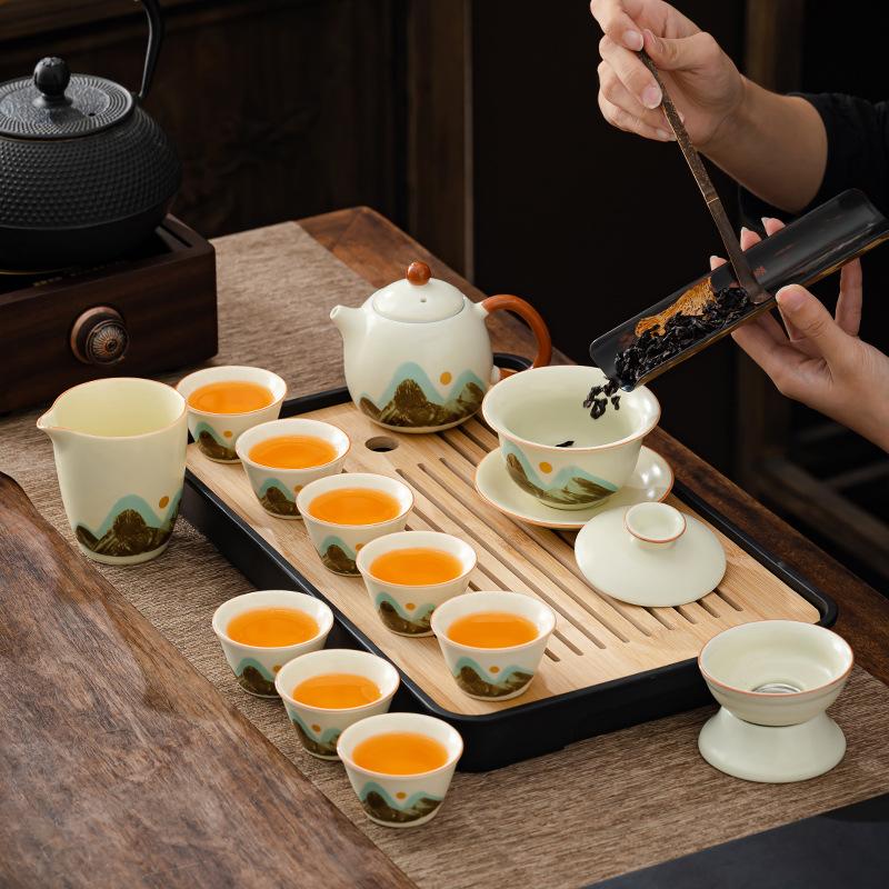 Light Luxury Tea Set Home Office High-end Tea Set Ru Kiln Guest Cup Premium Gift Box Business Gift