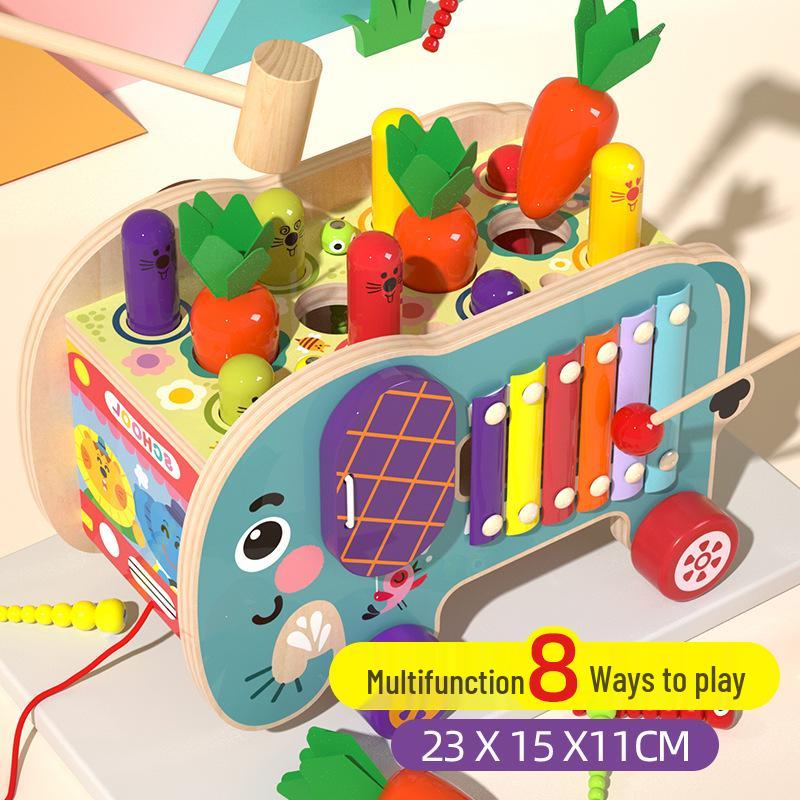 

Детская деревянная игра «Ударь крота» в виде слона, интерактивная развивающая игрушка-пианино