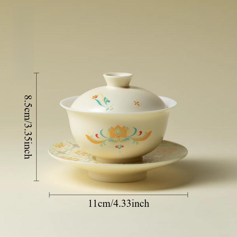

120ml Chinese 3 Talents Bowl Household High End Ceramic Tea Bowl Chinese Thin Tire Tea Cup Kungfu Tea Set Drinking Utensils 120ml жовтий