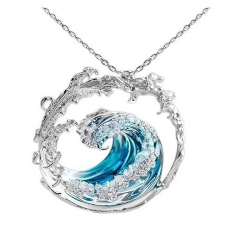Creative Wave Pendant Necklace Ocean Style Spindrift Jewelry Sea Oath Necklace Daily Wear