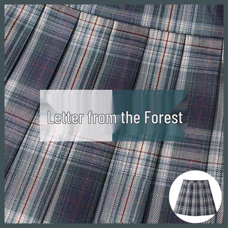 Authentic Japanese JK Plaid Mid-Length Student Uniform Set with Pleated Sailor Skirt