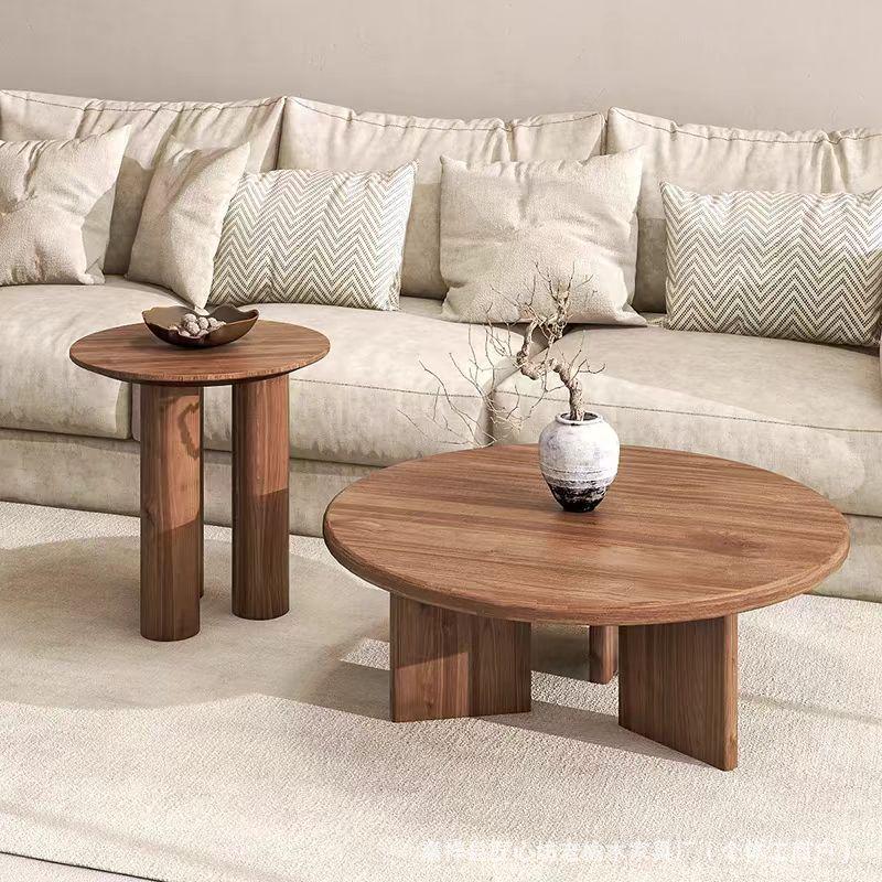 Solid Wood Coffee Table for Living Room, Small Apartment Tea Table, Elm Wood Sofa Side Table