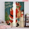 2pcs,2D Plane Printing Pattern Curtains Vintage Santa Claus with Snowman & Tree Versatile Polyester (without Rod) Art Deco