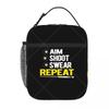 Funny Billionds Pool Players Aim Shoot Swear Repeat Lunch Bag Reusable Portable Cooler Thermal Lunch Box Oxford Bento Tote Bag