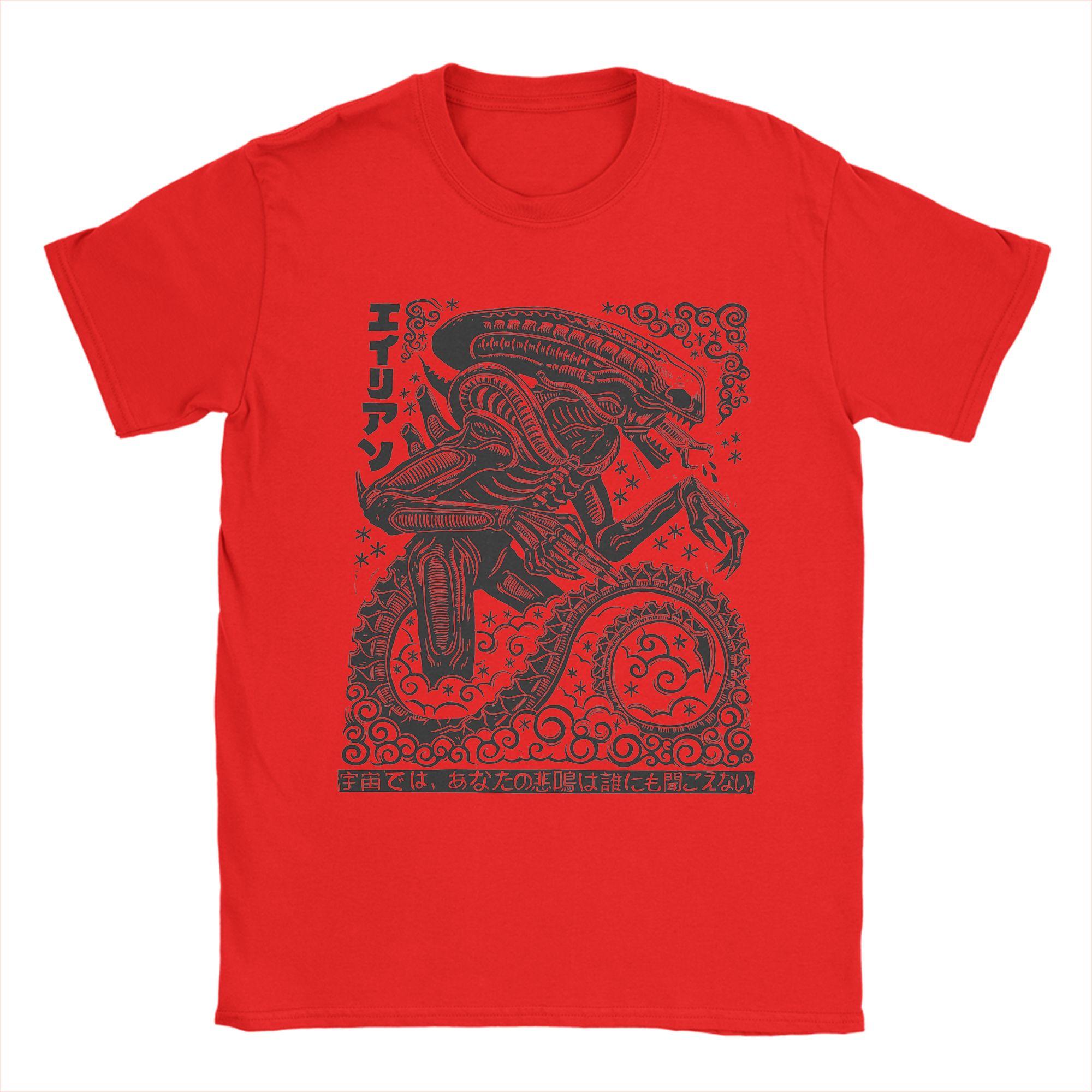 Fashion Xenomorph Linocut Alien Movie TShirt Unisex Crewneck Pure Cotton T Shirt  Short Sleeve Tee Shirt Printed Clothing S