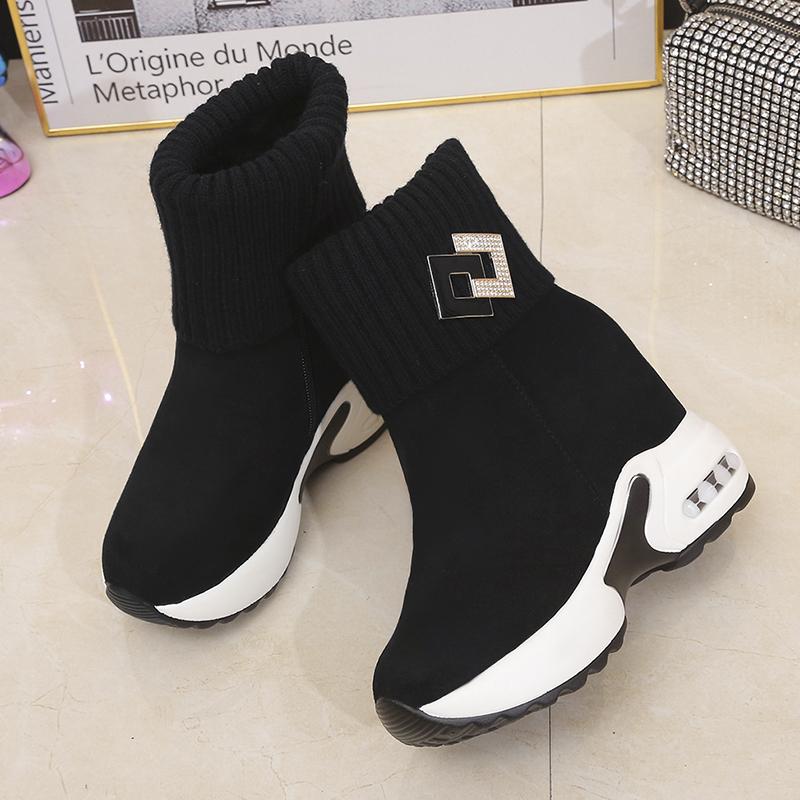 Fashion Aphixta Winter Snow Boots 5cm Height Increasing Women Shoes Short Plush Wedge Heel Ladies Shoes botas mujer invierno 2025