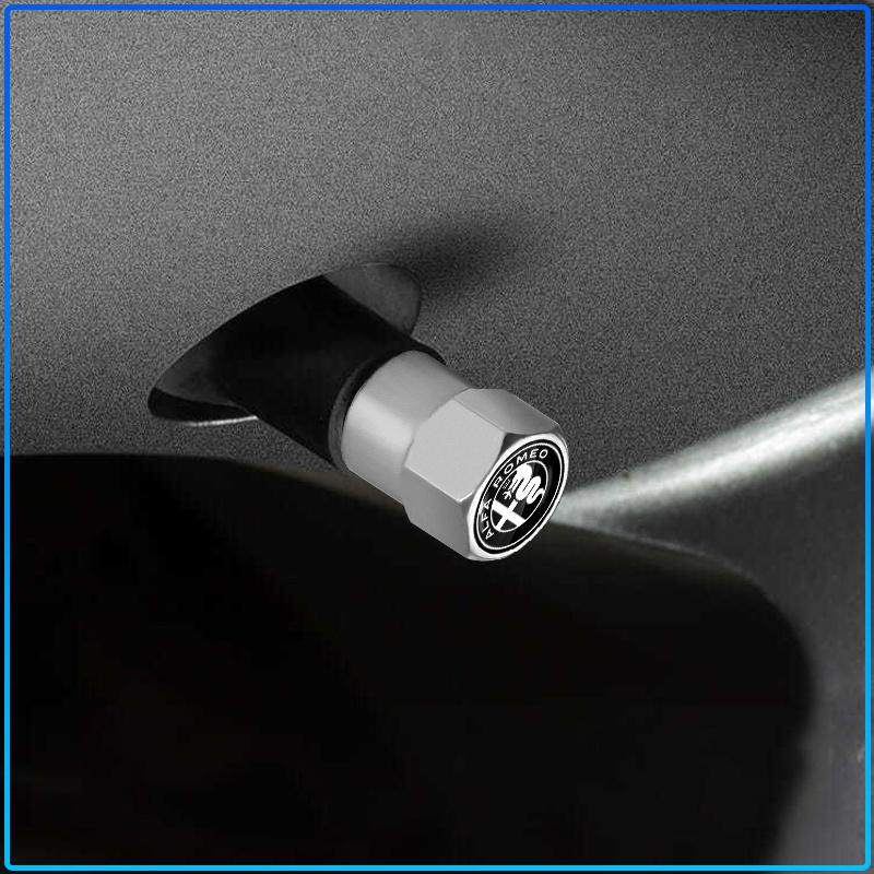 4Pcs Car Valve Stem Caps Cover Waterproof Car Accessories Stickers For Alfa Romeo 147 159 156 Giulietta Giulia Mito Spider Alpha Nheadrest
