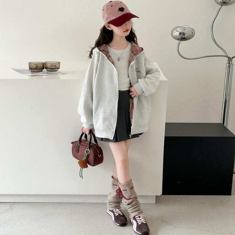 Autumn Girls' Cute Cat Hoodie Cardigan - Children's Zip-Up Jacket