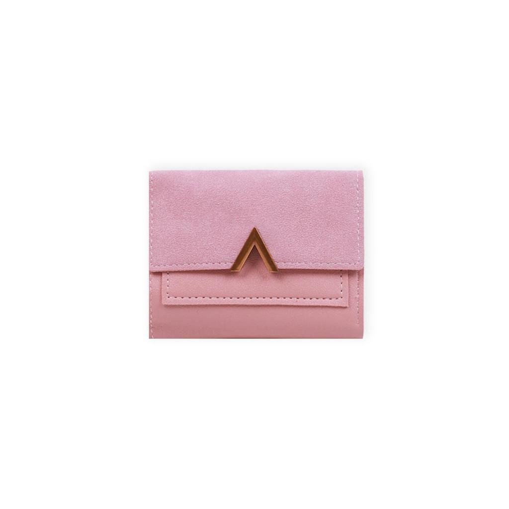 Korean Style Women's Short Matte PU Leather Wallet - Three-Fold, Retro, Thin Card Holder, Ideal for Students.
