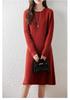 Women's Pure Wool Pleated Sweater Dress with Slimming Waist