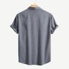 Spring and summer new men's solid color short-sleeved shirt cardigan lapel beach fashion shirt men
