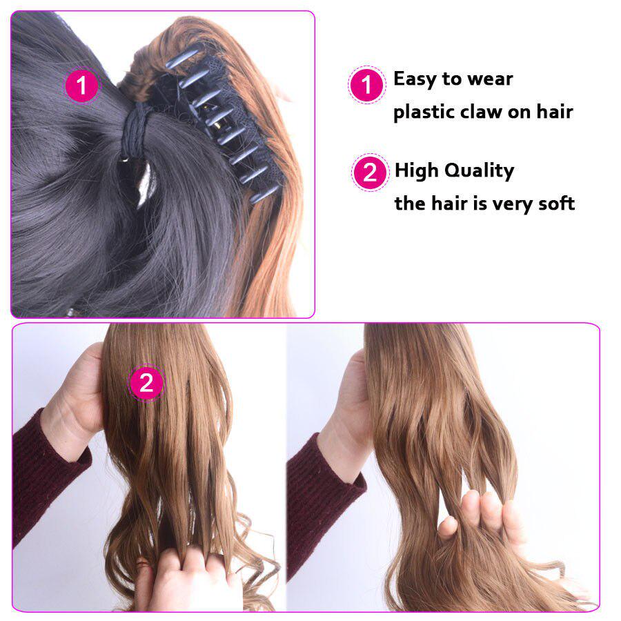 20Inch Synthetic Women Claw On Ponytail Clip In Hair Extensions Wavy Curly Style Pony Tail Hairpiece