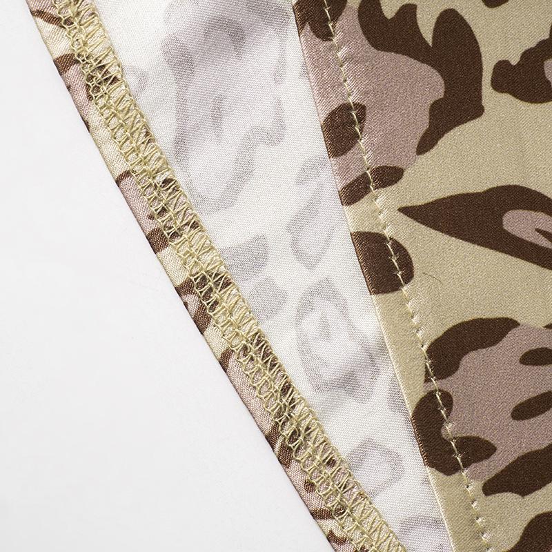 Retro Leopardí potisk Krajka Prošívání Halenka s výstřihem do V Dámské Slim Zeštíhlující