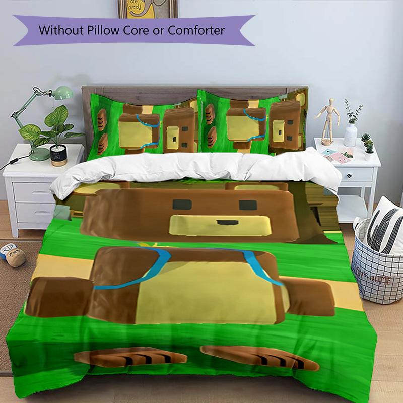 3pcs Game Super Bear Adventure pattern bedding set duvet cover set includes duvet cover &pillowcases, perfect all season bedroom decoration & gift