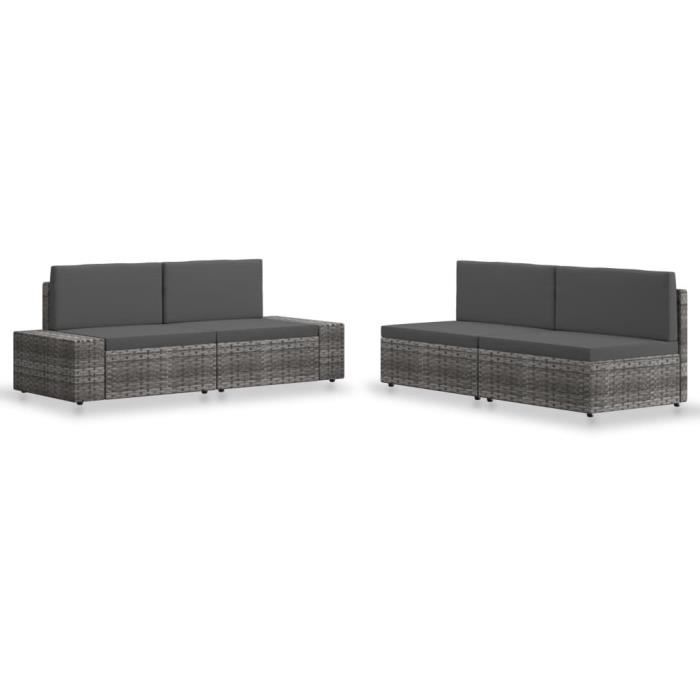 VidaXL Salon de jardin 4 pcs Résine tressée Gris