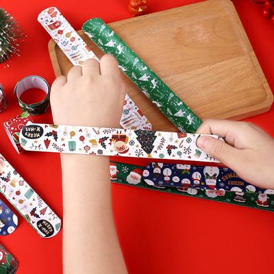 1Pc Christmas Snowman Elk Slap Bracelets Christmas Party Children Gifts Decoration Wristband Kids Favor Toys
