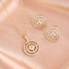 ZAKOL Fashion Multi Layer Round Circle Zircon Earrings Necklace For Women Luxury Wedding Party Accessories Gift